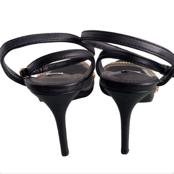 Steve Madden Marie Black Strappy Heels Gold Chain Detail Size 6.5 - Picture 5 of 8